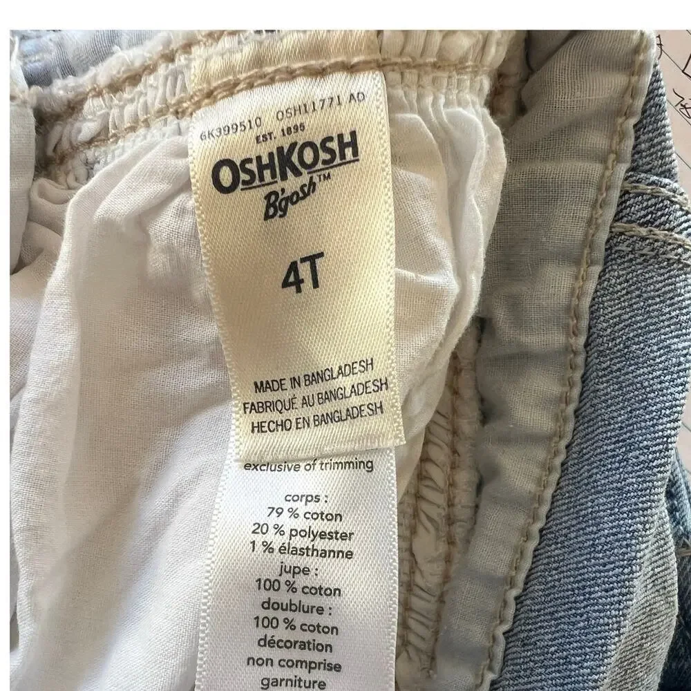 OshKosh B'gosh Denim Bib White Eyelet Dress, Girls 4T
